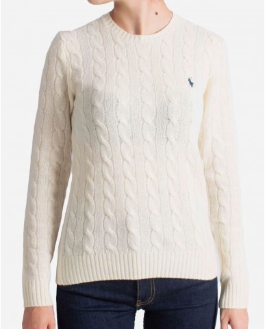 Polo Ralph Lauren - Maglia Treccia Bianca Donna 211971865001 I25