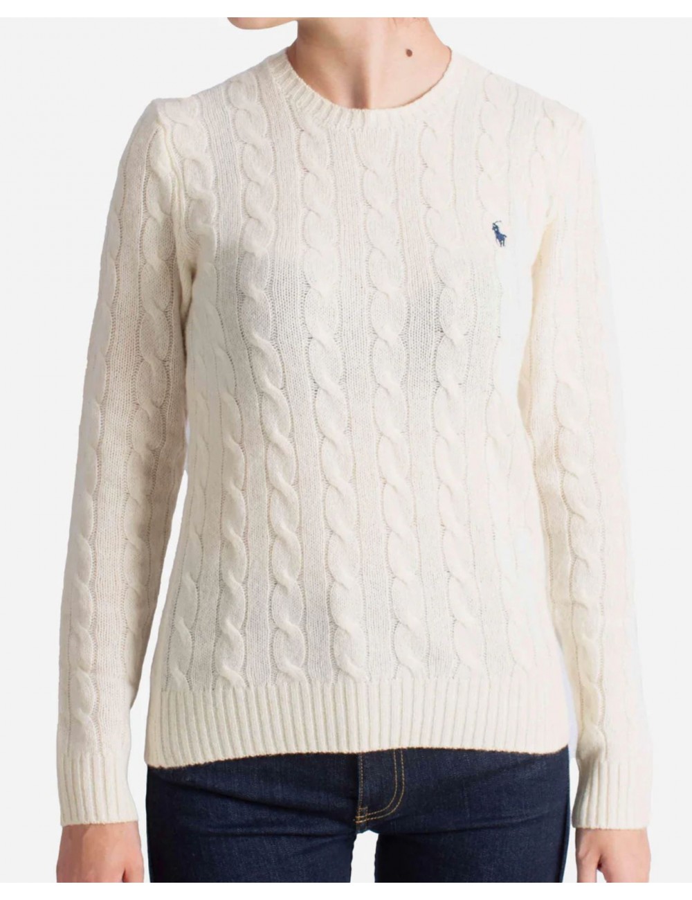 Polo Ralph Lauren - Maglia Treccia Bianca Donna 211971865001 I25