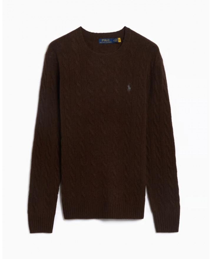 Polo Ralph Lauren - Maglia Girocollo Treccia Marrone Uomo 710876762029 I25