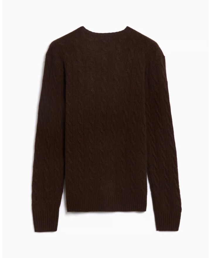 Polo Ralph Lauren - Maglia Girocollo Treccia Marrone Uomo 710876762029 I25