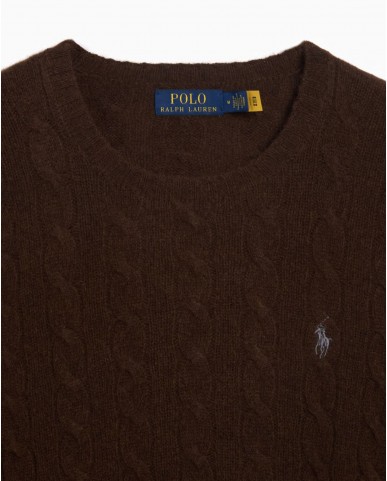 Polo Ralph Lauren - Maglia Girocollo Treccia Marrone Uomo 710876762029 I25