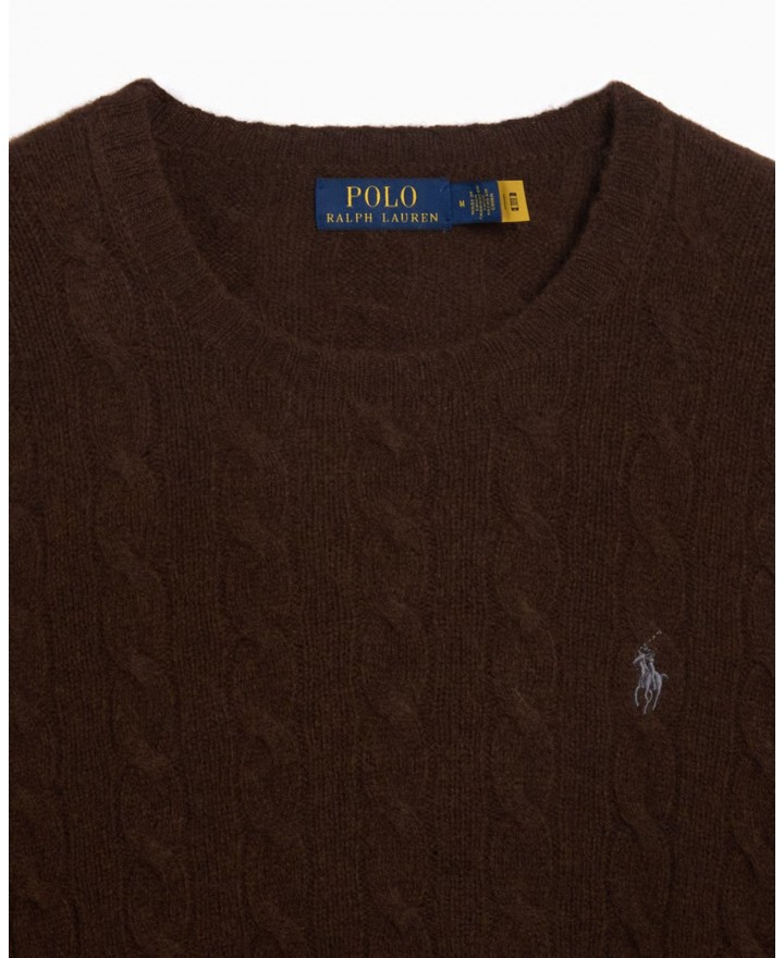 Polo Ralph Lauren - Maglia Girocollo Treccia Marrone Uomo 710876762029 I25