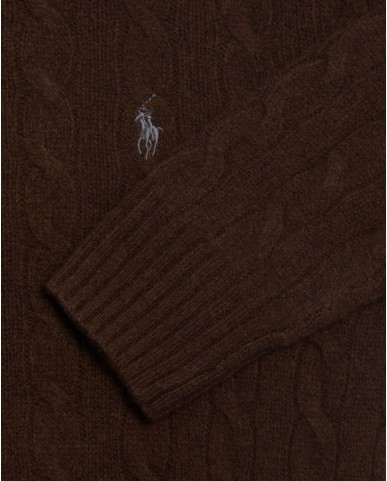 Polo Ralph Lauren - Maglia Girocollo Treccia Marrone Uomo 710876762029 I25