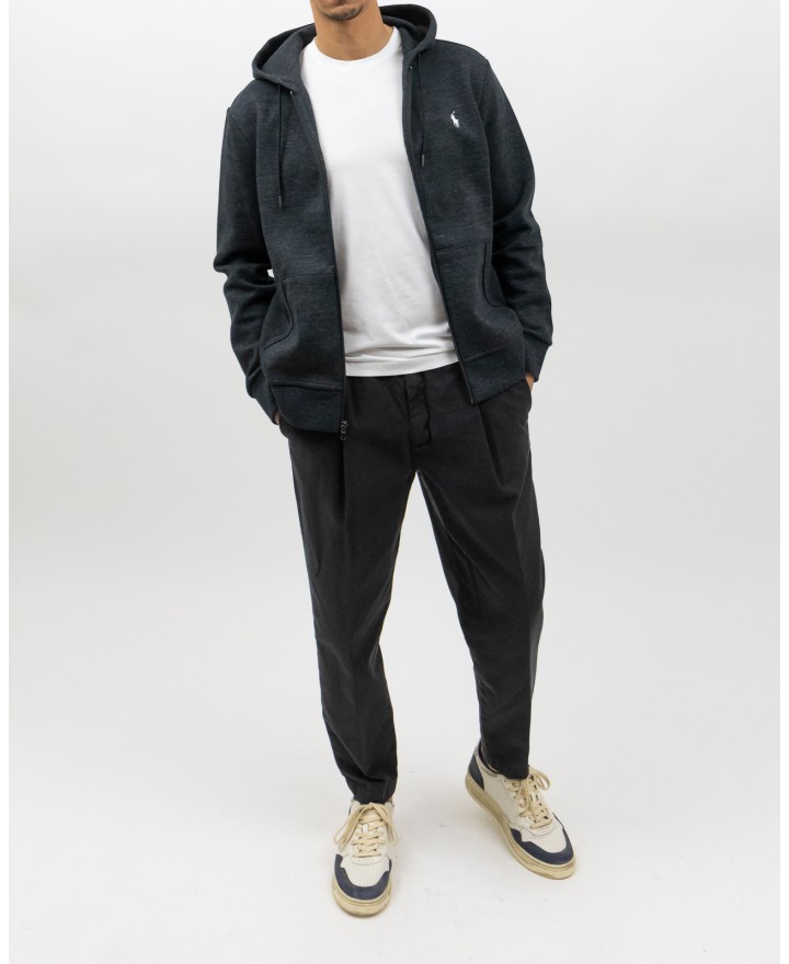 Polo Ralph Lauren - Felpa Zip e Cappuccio Antracite Uomo 710881517052 I25