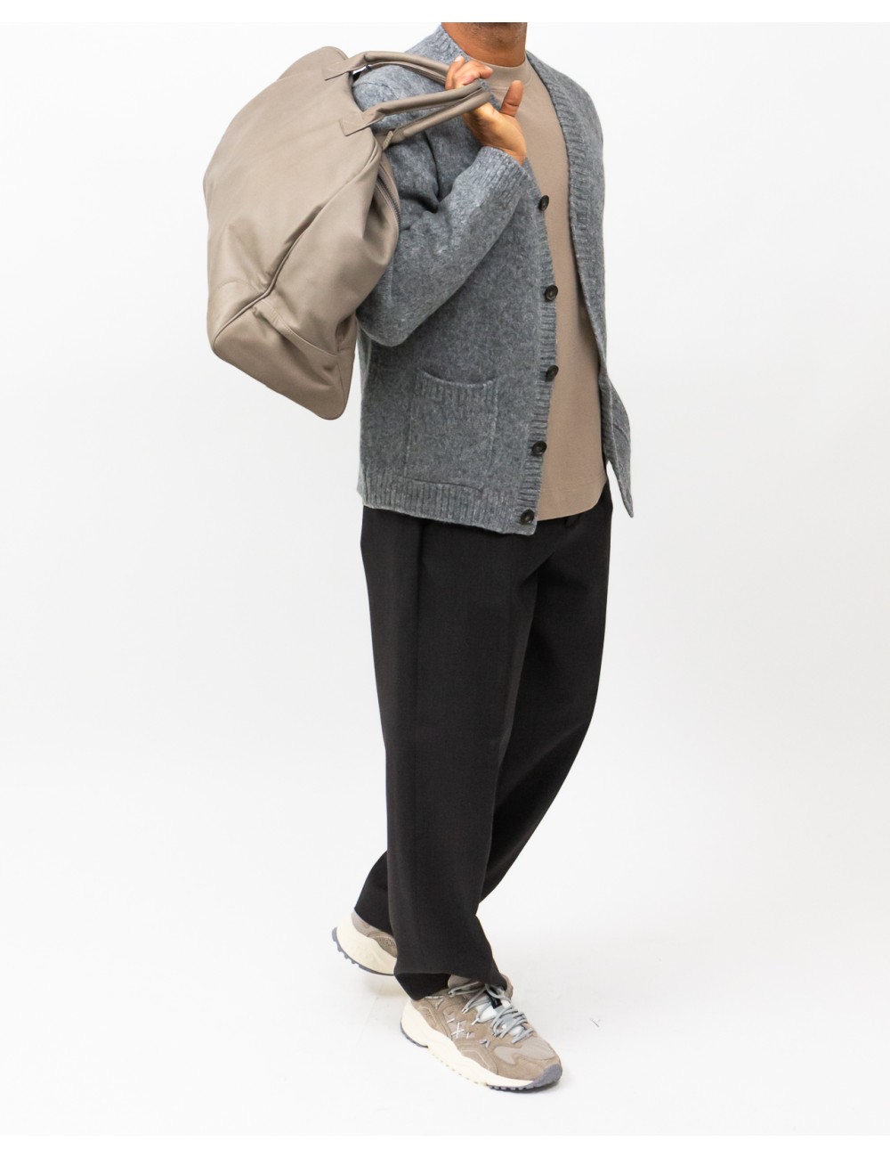 A Trip In A Bag - Men's Beige Leather Tote Bag ATD9550 040 TAUPE I25