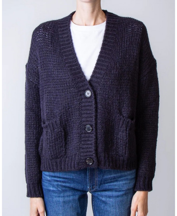 Roberto Collina - Cardigan Lana Alpaca Blu Notte Donna F47010 10 NAVY I25