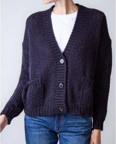 Roberto Collina - Cardigan Lana Alpaca Blu Notte Donna F47010 10 NAVY I25