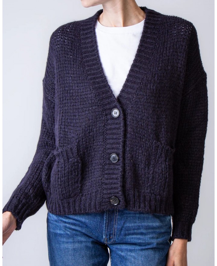 Roberto Collina - Cardigan Lana Alpaca Blu Notte Donna F47010 10 NAVY I25