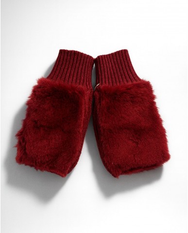 Alpo - Manicotto Lana Pelo Rex Bordeaux Donna 838MC BURGUNDY I25