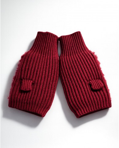 Alpo - Manicotto Lana Pelo Rex Bordeaux Donna 838MC BURGUNDY I25