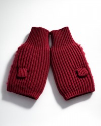 Alpo - Manicotto Lana Pelo Rex Bordeaux Donna 838MC BURGUNDY I25