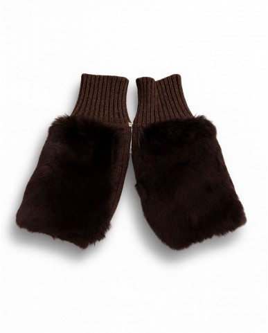 Alpo - Manicotto Lana Pelo Rex Marrone Donna 838MC MARRONE I25