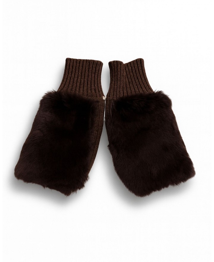 Alpo - Manicotto Lana Pelo Rex Marrone Donna 838MC MARRONE I25