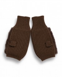 Alpo - Manicotto Lana Pelo Rex Marrone Donna 838MC MARRONE I25