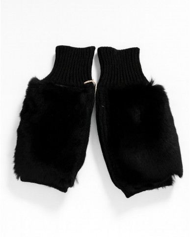 Alpo - Manicotto Lana Pelo Rex Nero Donna 838MC NERO I25