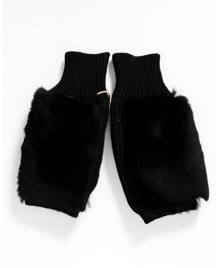 Alpo - Manicotto Lana Pelo Rex Nero Donna 838MC NERO I25