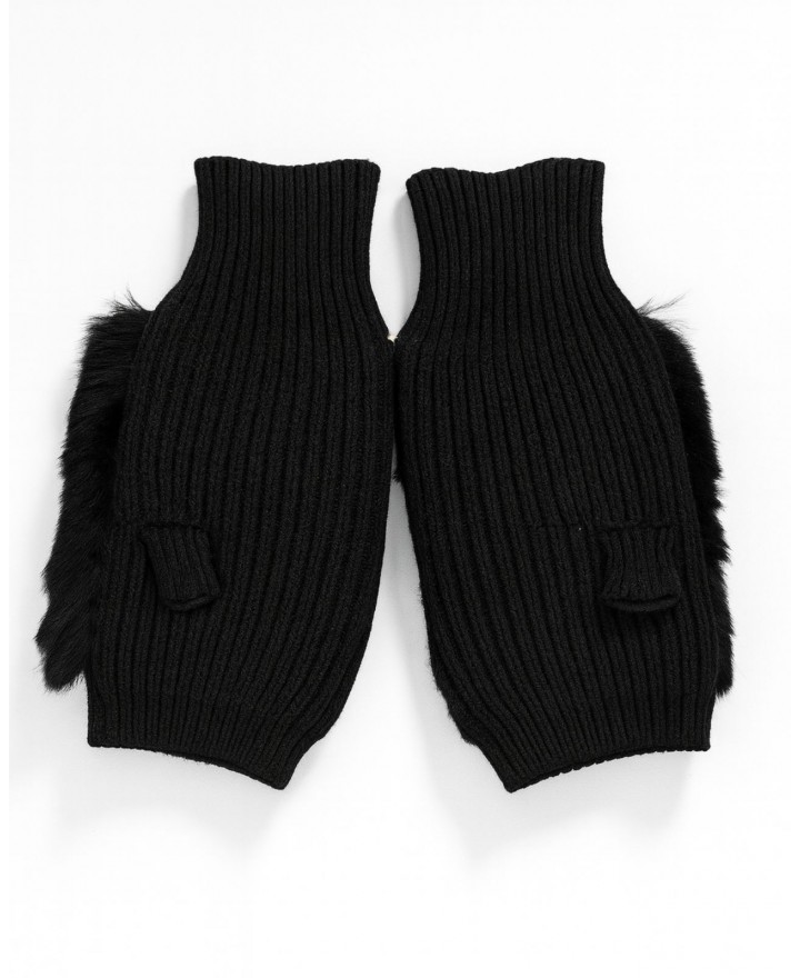 Alpo - Manicotto Lana Pelo Rex Nero Donna 838MC NERO I25