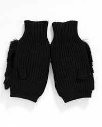 Alpo - Manicotto Lana Pelo Rex Nero Donna 838MC NERO I25