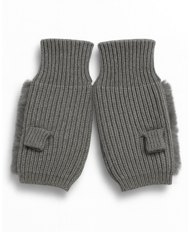 Alpo - Manicotto Lana Pelo Rex Grigio Donna 838MC GRIGIO I25