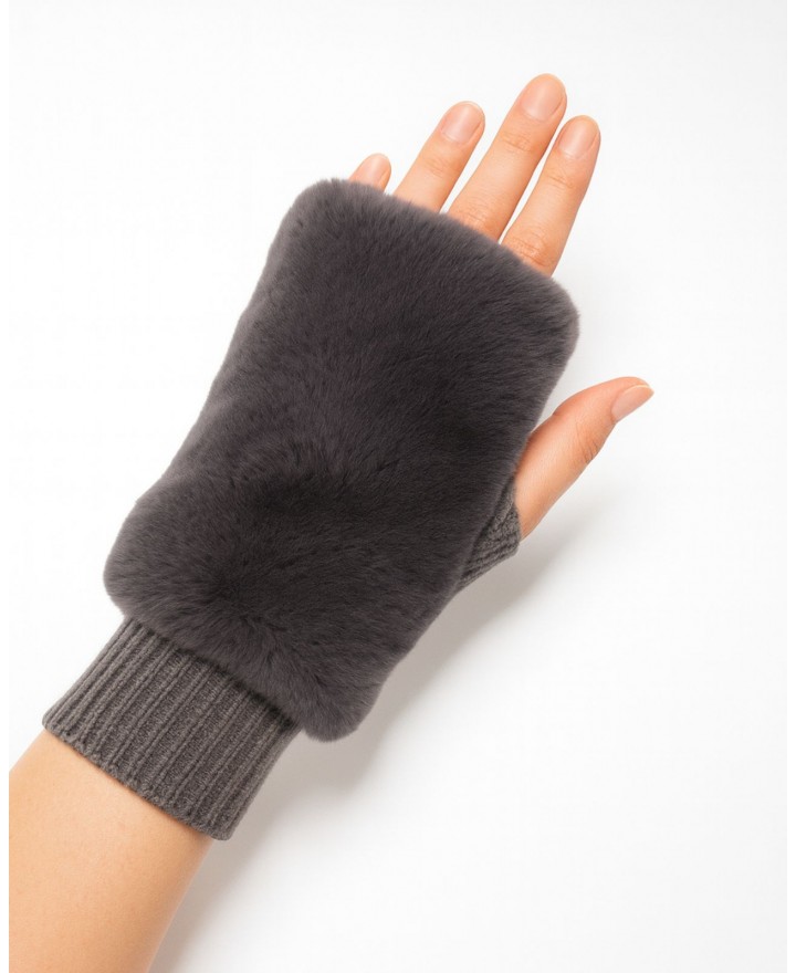 Alpo - Manicotto Lana Pelo Rex Grigio Donna 838MC GRIGIO I25