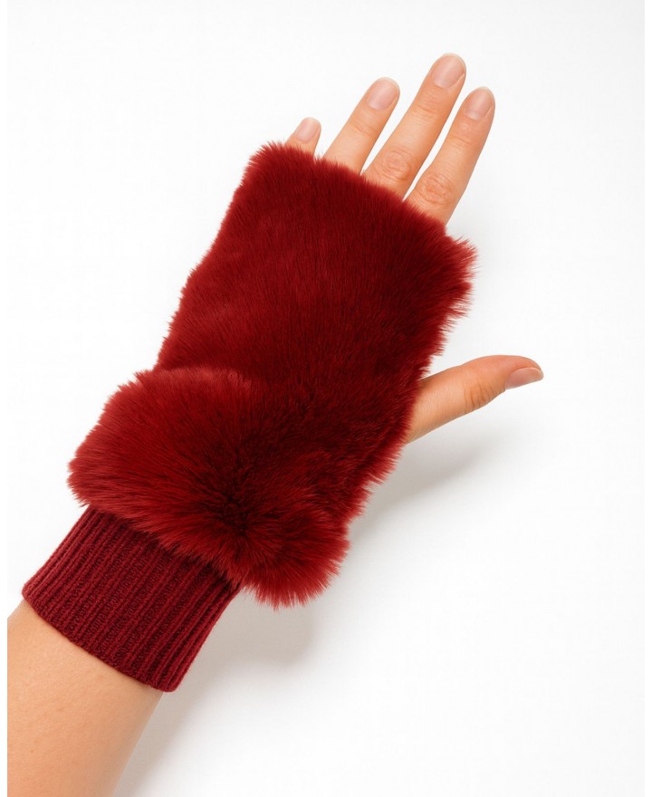 Alpo - Manicotto Lana Pelo Rex Bordeaux Donna 838MC BURGUNDY I25