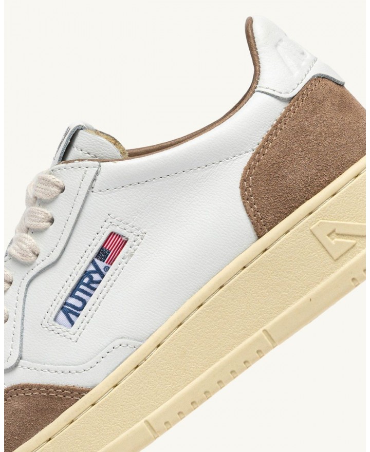 Autry - Scarpa Medalist Pelle Morbida/Suede Bianca/Marrone Uomo AULM FT02 CON