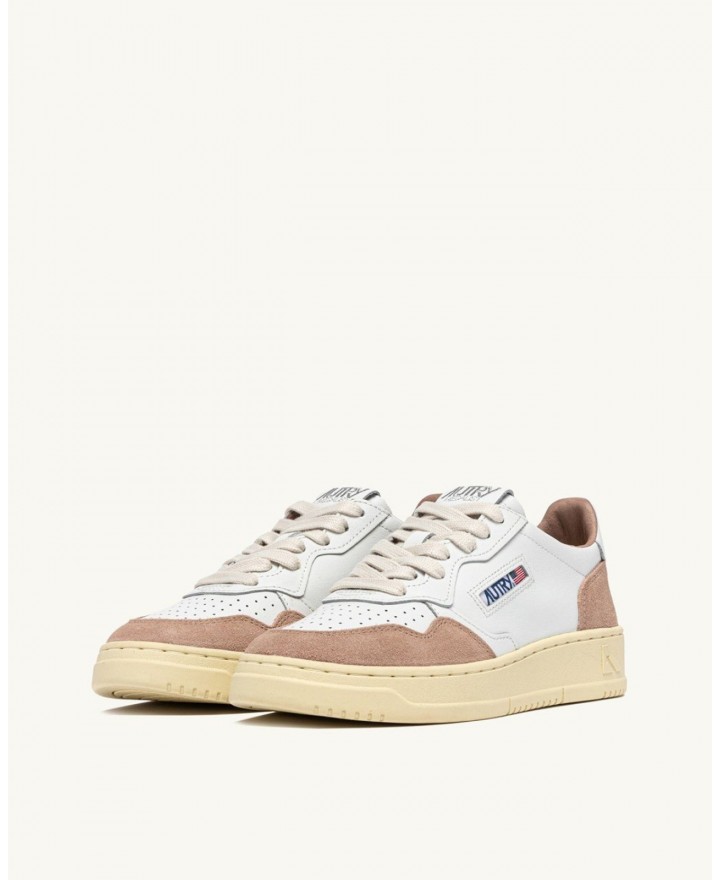 Autry - Scarpa Medalist Pelle Morbida/Suede Bianca/Rosa Antico Donna AULW FT04 CON