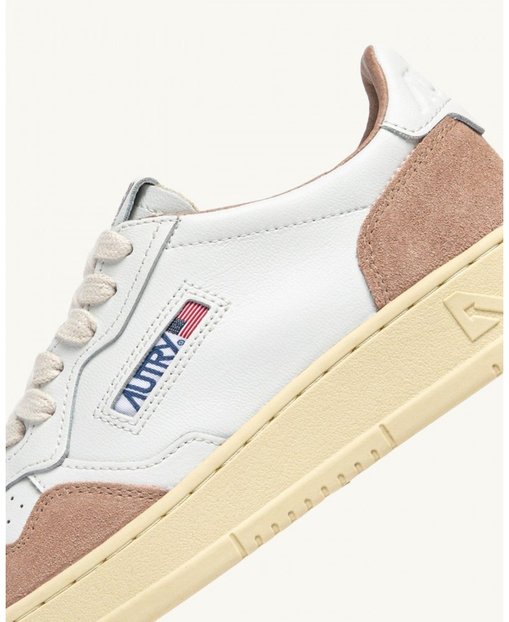 Autry - Scarpa Medalist Pelle Morbida/Suede Bianca/Rosa Antico Donna AULW FT04 CON