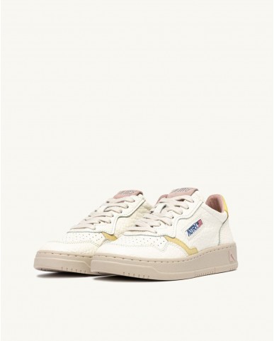 Autry - Scarpa Medalist Pelle Martellata Avorio/Gialla Donna AULW NE14 CON