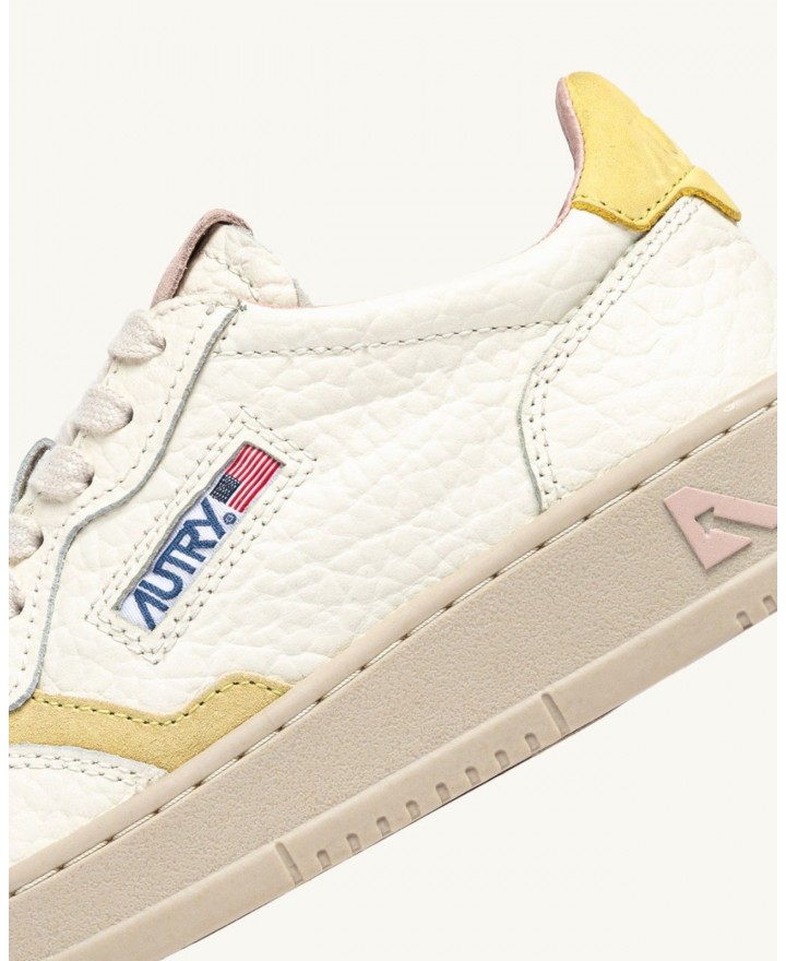 Autry - Scarpa Medalist Pelle Martellata Avorio/Gialla Donna AULW NE14 CON