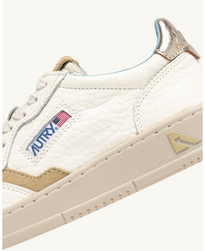 Autry - Scarpa Medalist Pelle Martellata Avorio/Oro Donna AULW NE15 CON