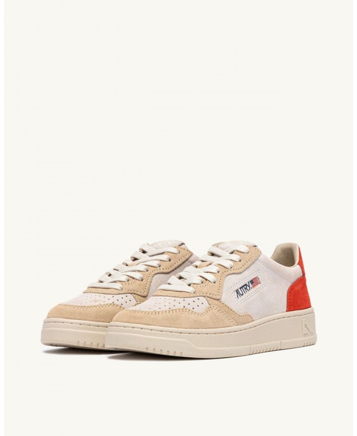 Autry - Scarpa Medalist Suede Beige/Rossa Donna AULW TS25 CON