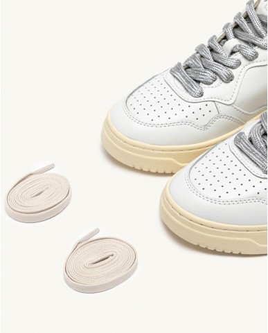 Autry - Medalist Shoe White Leather Silver Laces Women AULW SW02 CON