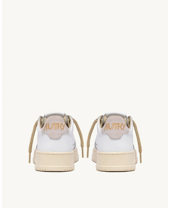 Autry - Women's Medalist White Leather Shoe Laces Gold AULW SW01 CON