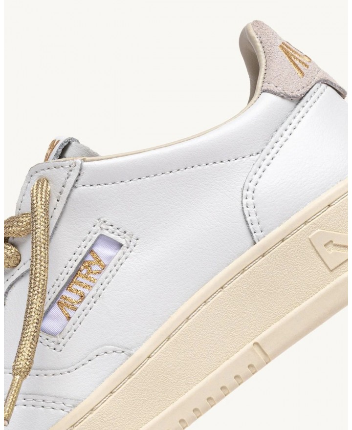 Autry - Women's Medalist White Leather Shoe Laces Gold AULW SW01 CON