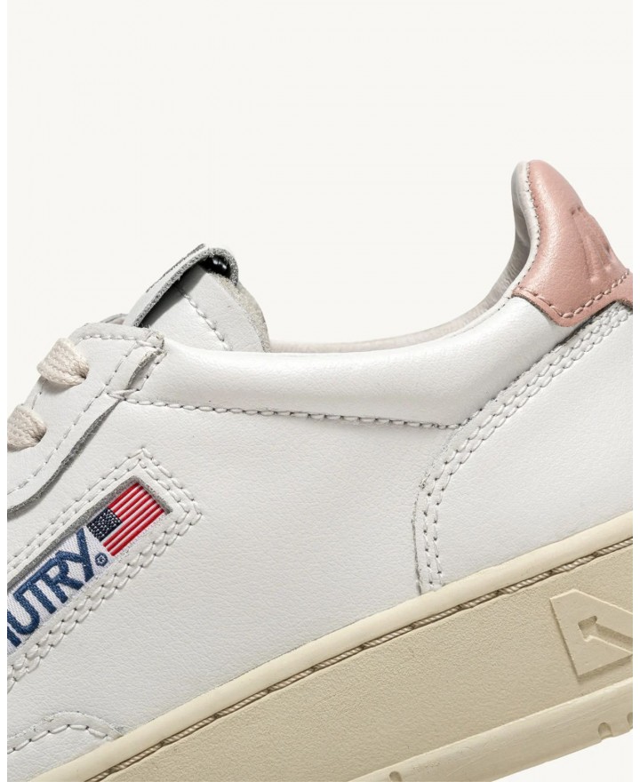 Autry - Scarpa Medalist Pelle Bianca/Rosa Cipria Donna AULW LL16 CON