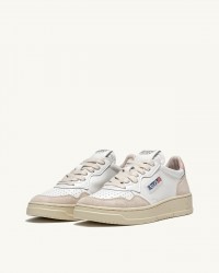 Autry - Scarpa Medalist Pelle/Suede Bianca/Rosa Cipria Donna AULW LS37 CON