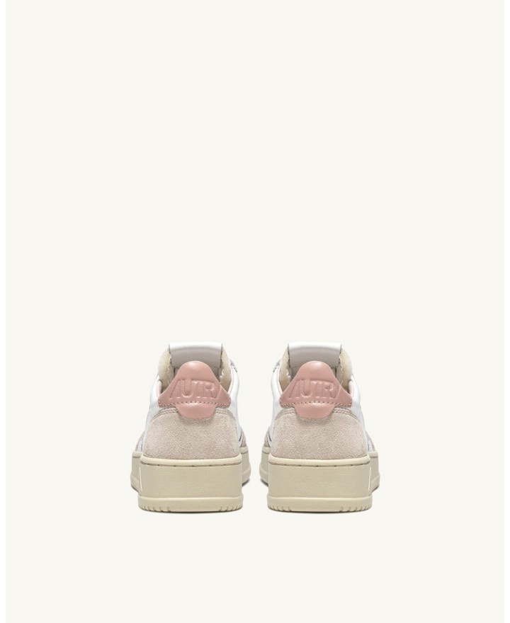 Autry - Scarpa Medalist Pelle/Suede Bianca/Rosa Cipria Donna AULW LS37 CON