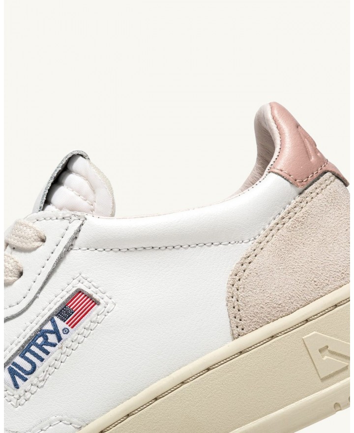 Autry - Scarpa Medalist Pelle/Suede Bianca/Rosa Cipria Donna AULW LS37 CON