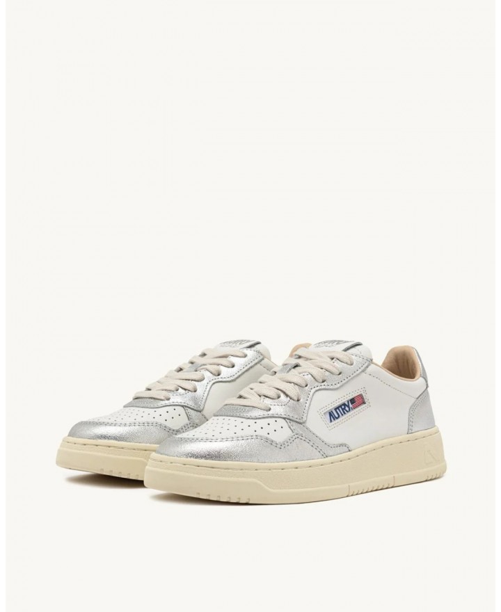 Autry - Women's Medalist Leather Bicolor Laminated Silver Shoe AULW WB18 CON
