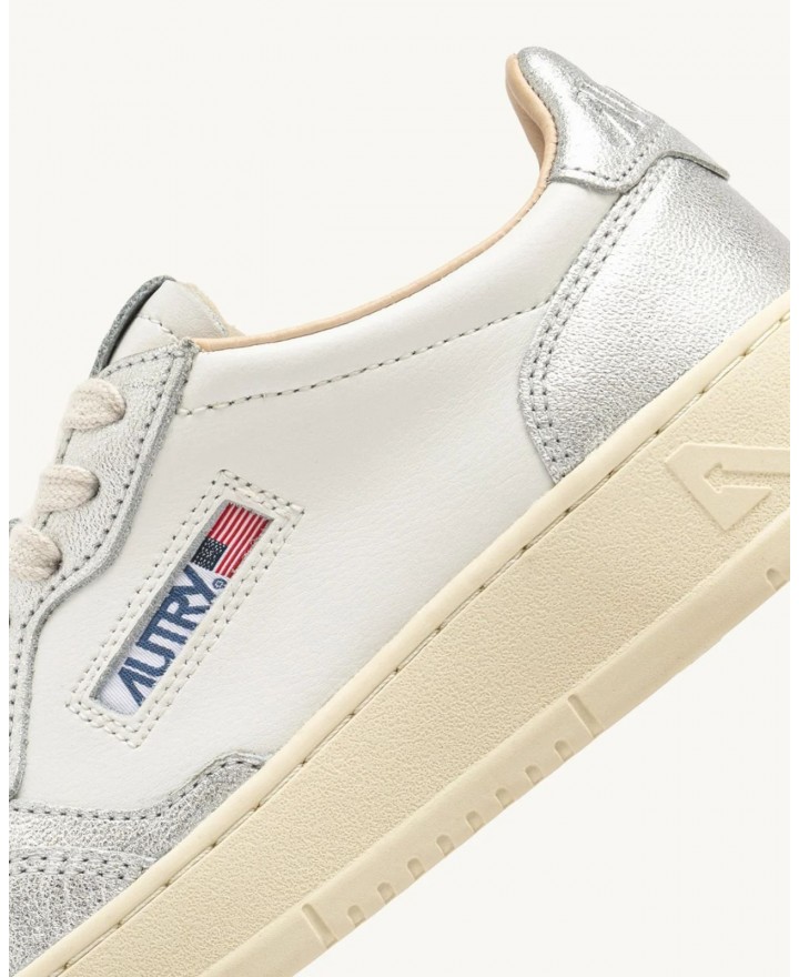 Autry - Women's Medalist Leather Bicolor Laminated Silver Shoe AULW WB18 CON