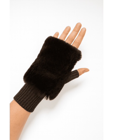 Alpo - Manicotto Lana Pelo Rex Marrone Donna 838MC MARRONE I25