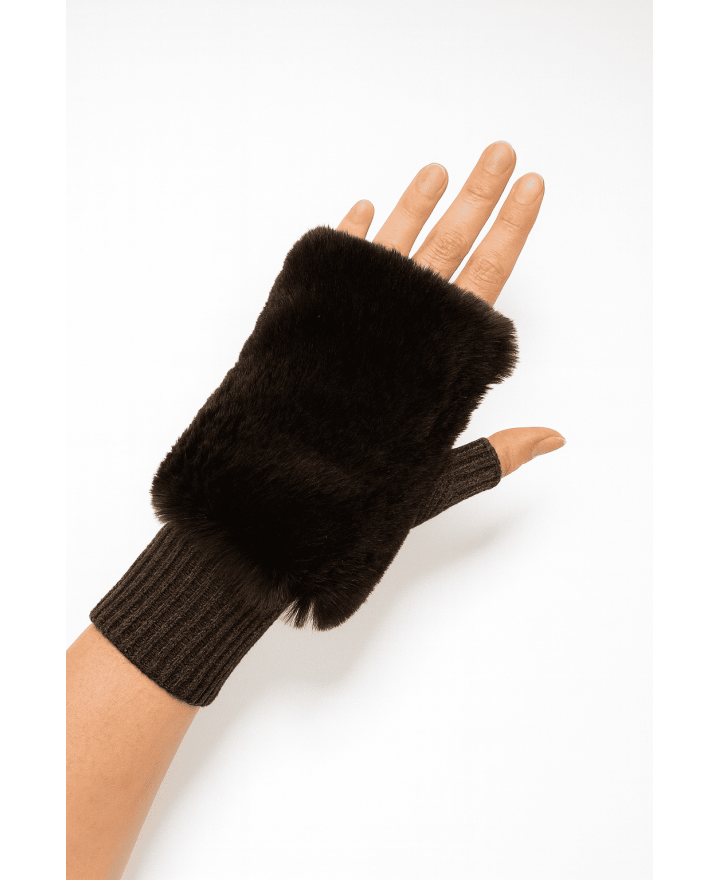 Alpo - Manicotto Lana Pelo Rex Marrone Donna 838MC MARRONE I25