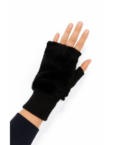 Alpo - Manicotto Lana Pelo Rex Nero Donna 838MC NERO I25