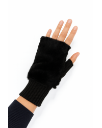 Alpo - Manicotto Lana Pelo Rex Nero Donna 838MC NERO I25