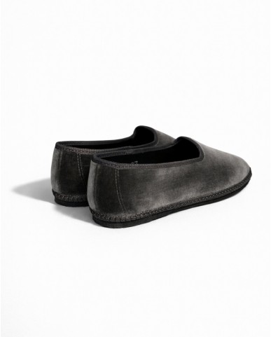 Fratta - Friulane Velluto Liscio Grigio Scuro Donna 000205 GRIGIO SCURO CON