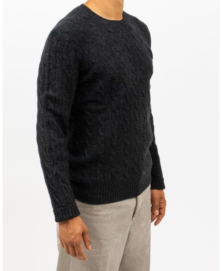 Polo Ralph Lauren - Men's Anthracite Cable Knit Crew Neck Sweater 710876762013 I25