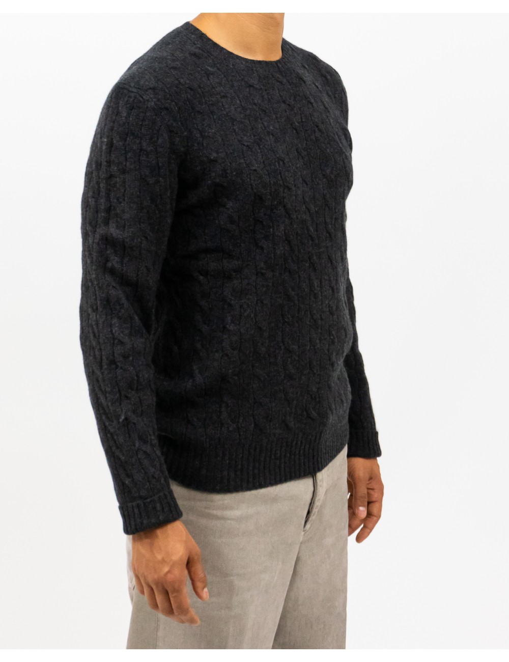 Polo Ralph Lauren - Men's Anthracite Cable Knit Crew Neck Sweater 710876762013 I25