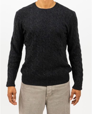 Polo Ralph Lauren - Men's Anthracite Cable Knit Crew Neck Sweater 710876762013 I25
