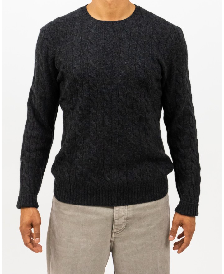 Polo Ralph Lauren - Men's Anthracite Cable Knit Crew Neck Sweater 710876762013 I25